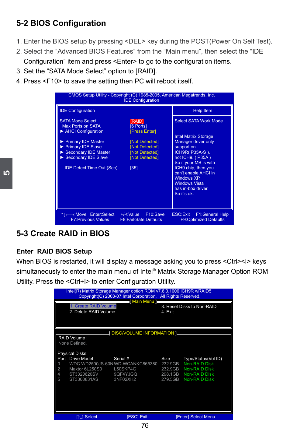 2 bios configuration, 3 create raid in bios | Foxconn P35A User Manual | Page 83 / 117