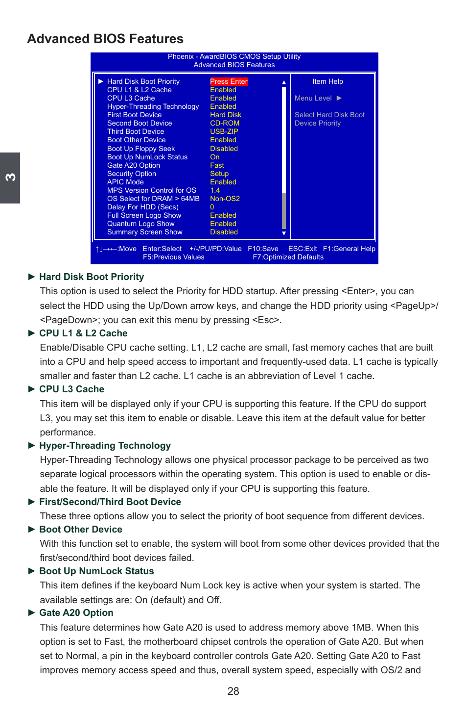 Advanced bios features | Foxconn Avenger User Manual | Page 35 / 119