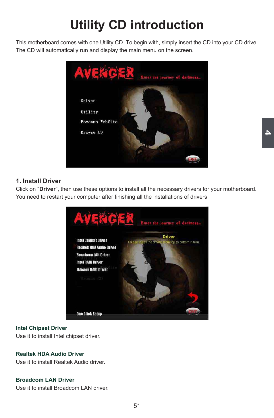 Utility cd introduction | Foxconn Avenger User Manual | Page 58 / 119