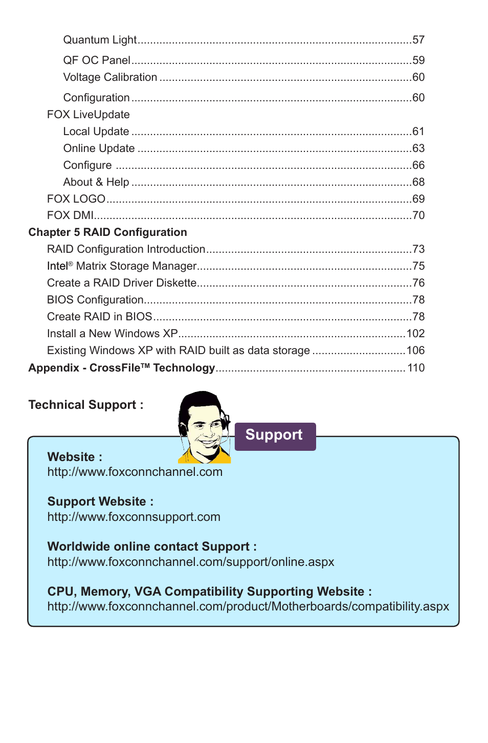 Support | Foxconn Avenger User Manual | Page 7 / 119
