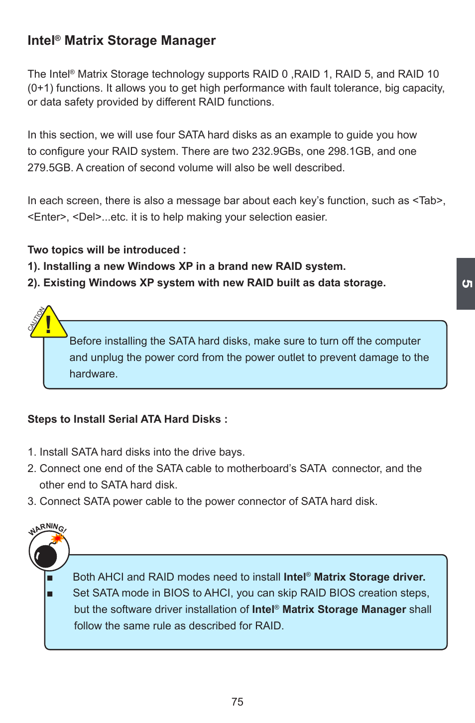 Intel, Matrix storage manager | Foxconn Avenger User Manual | Page 82 / 119