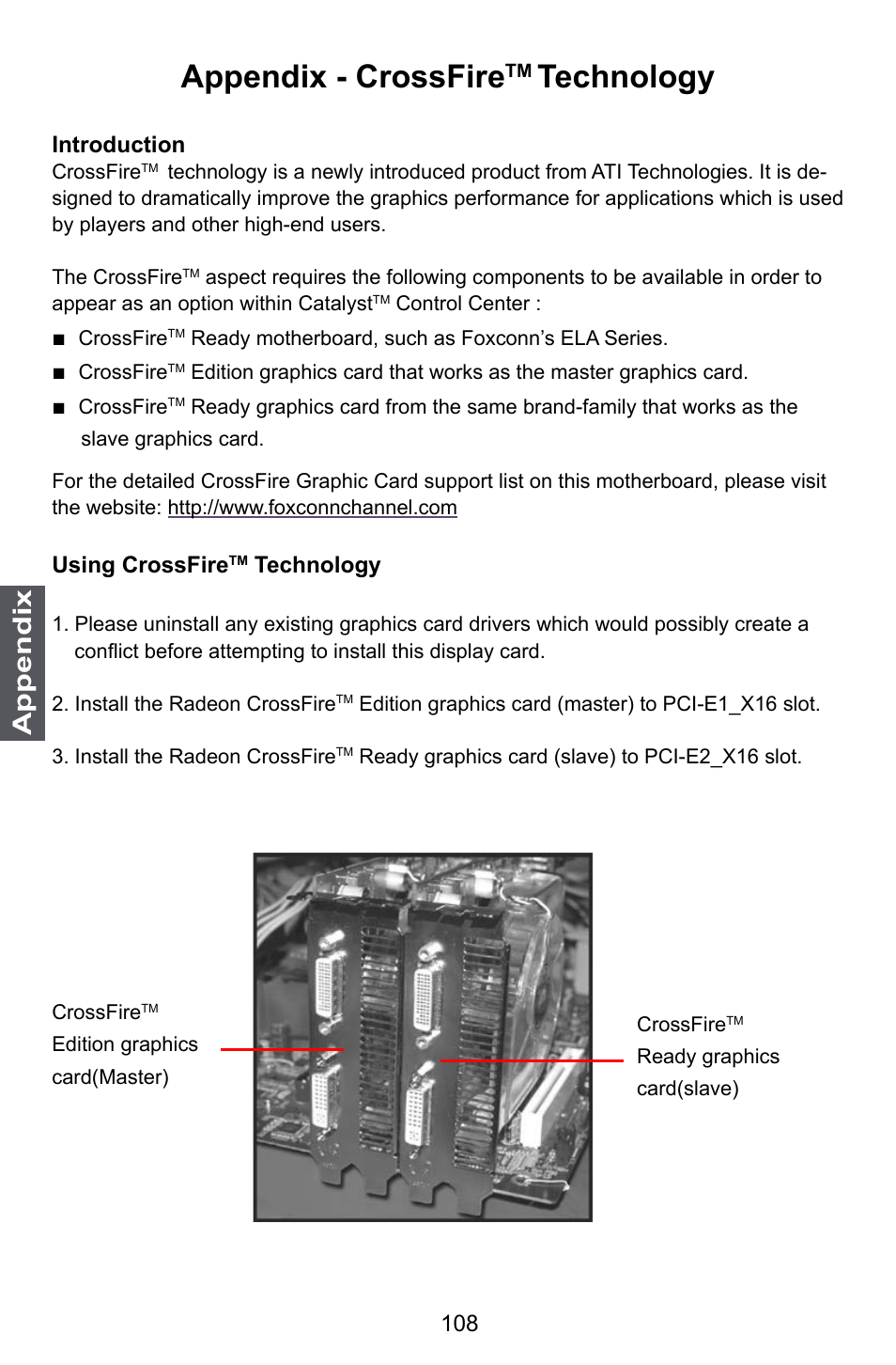 Appendix - crossfire, Technology, Appendix | Introduction, Using crossfire | Foxconn ELA User Manual | Page 115 / 117