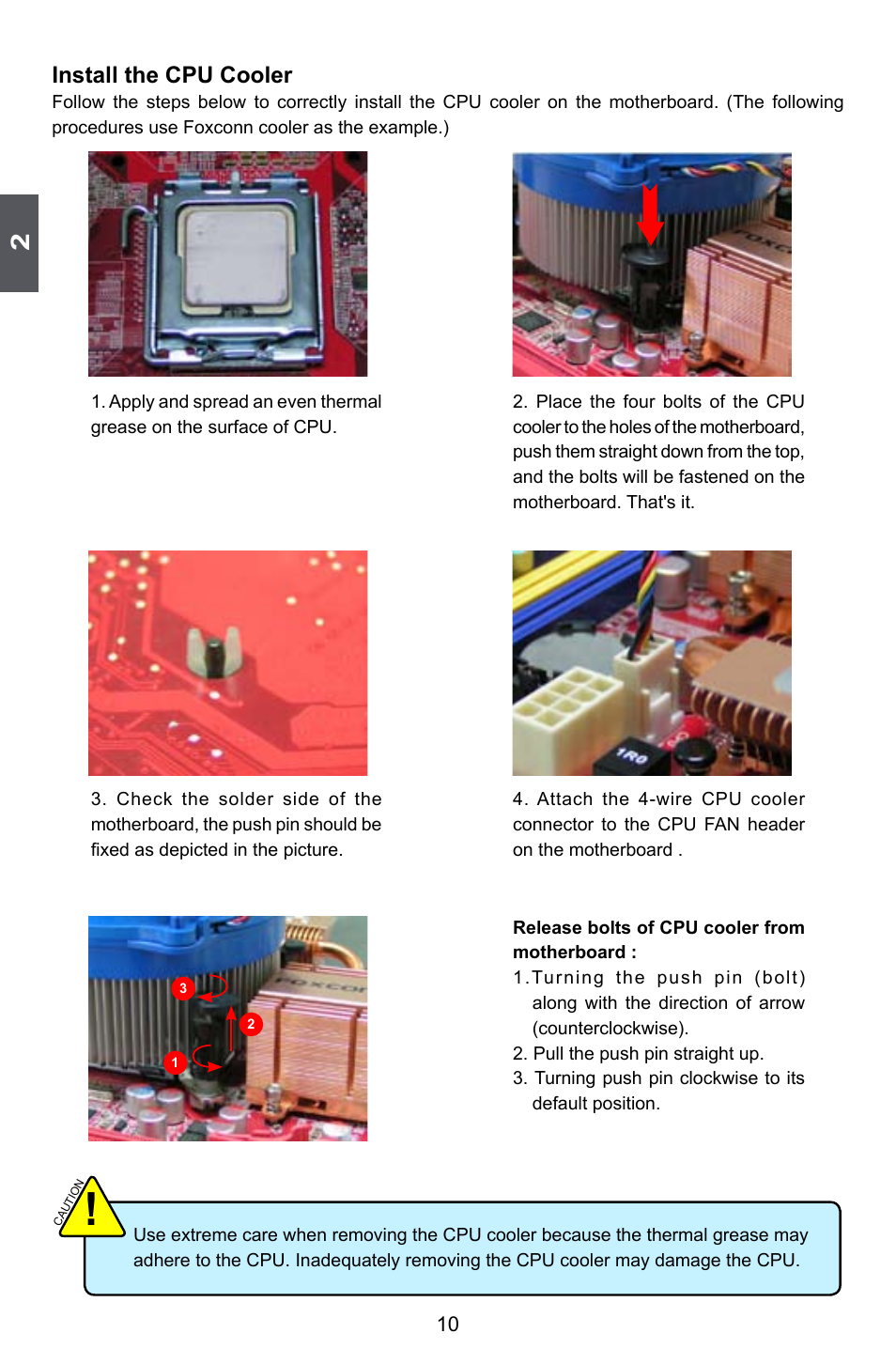 Install the cpu cooler | Foxconn ELA User Manual | Page 17 / 117