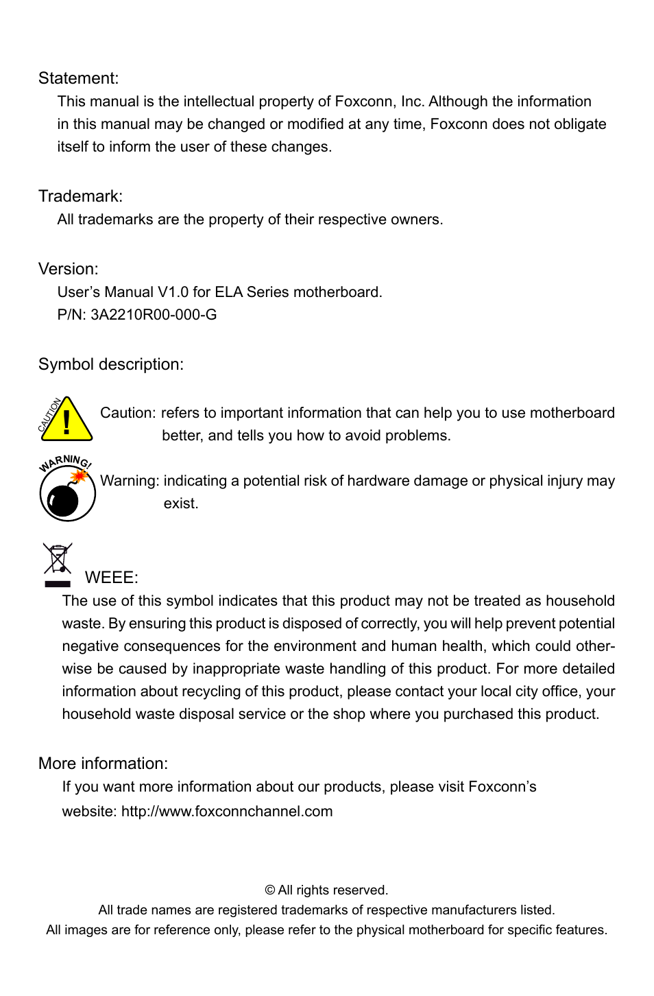 Foxconn ELA User Manual | Page 2 / 117