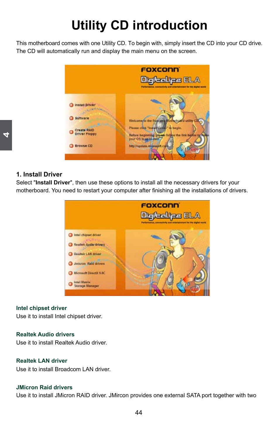 Utility cd introduction | Foxconn ELA User Manual | Page 51 / 117