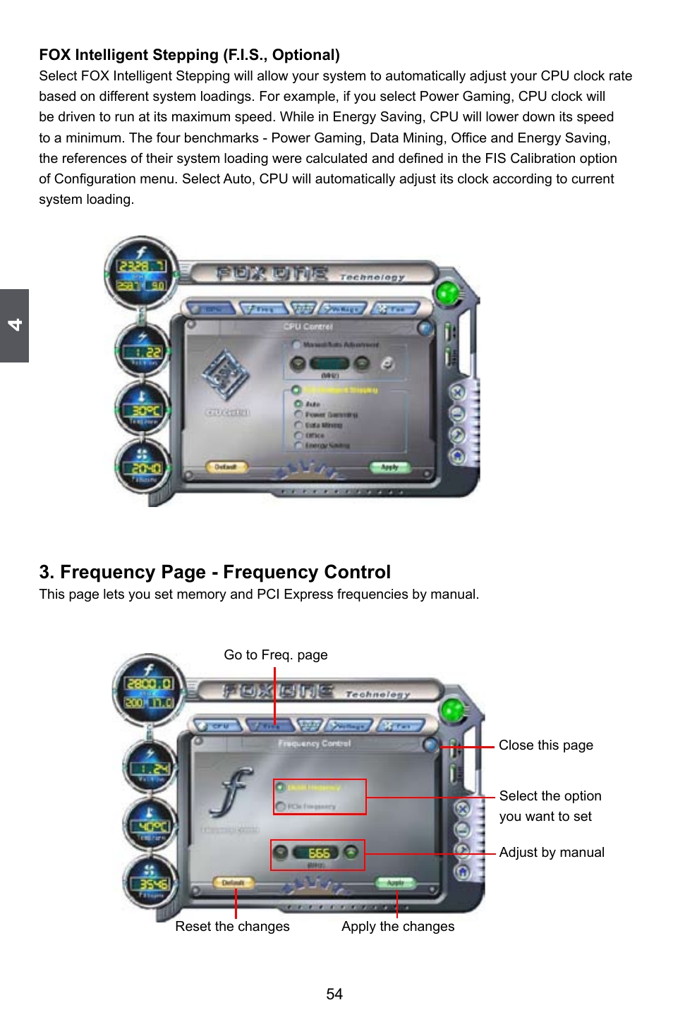 Frequency page - frequency control | Foxconn ELA User Manual | Page 61 / 117