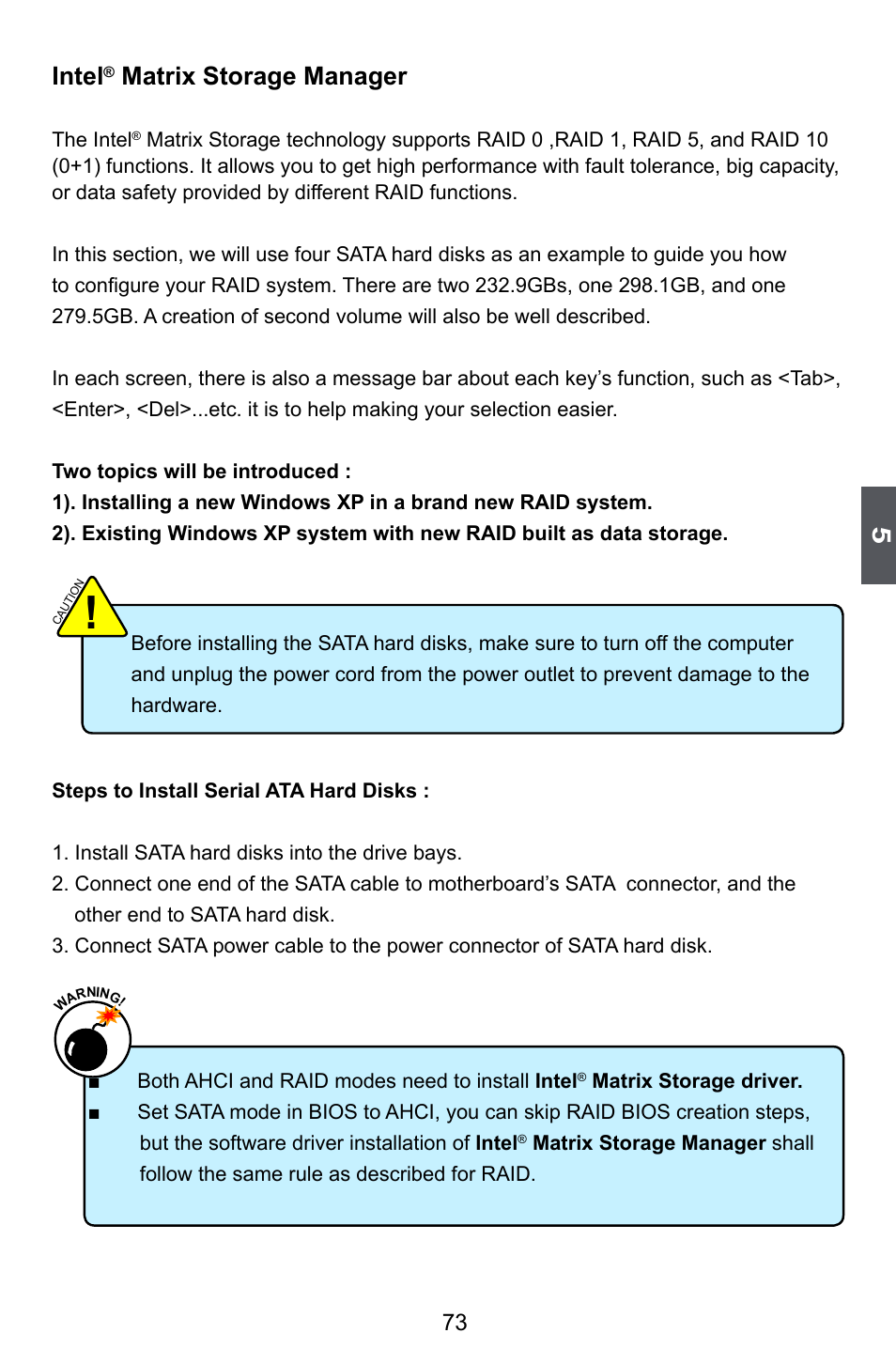 Intel, Matrix storage manager | Foxconn ELA User Manual | Page 80 / 117