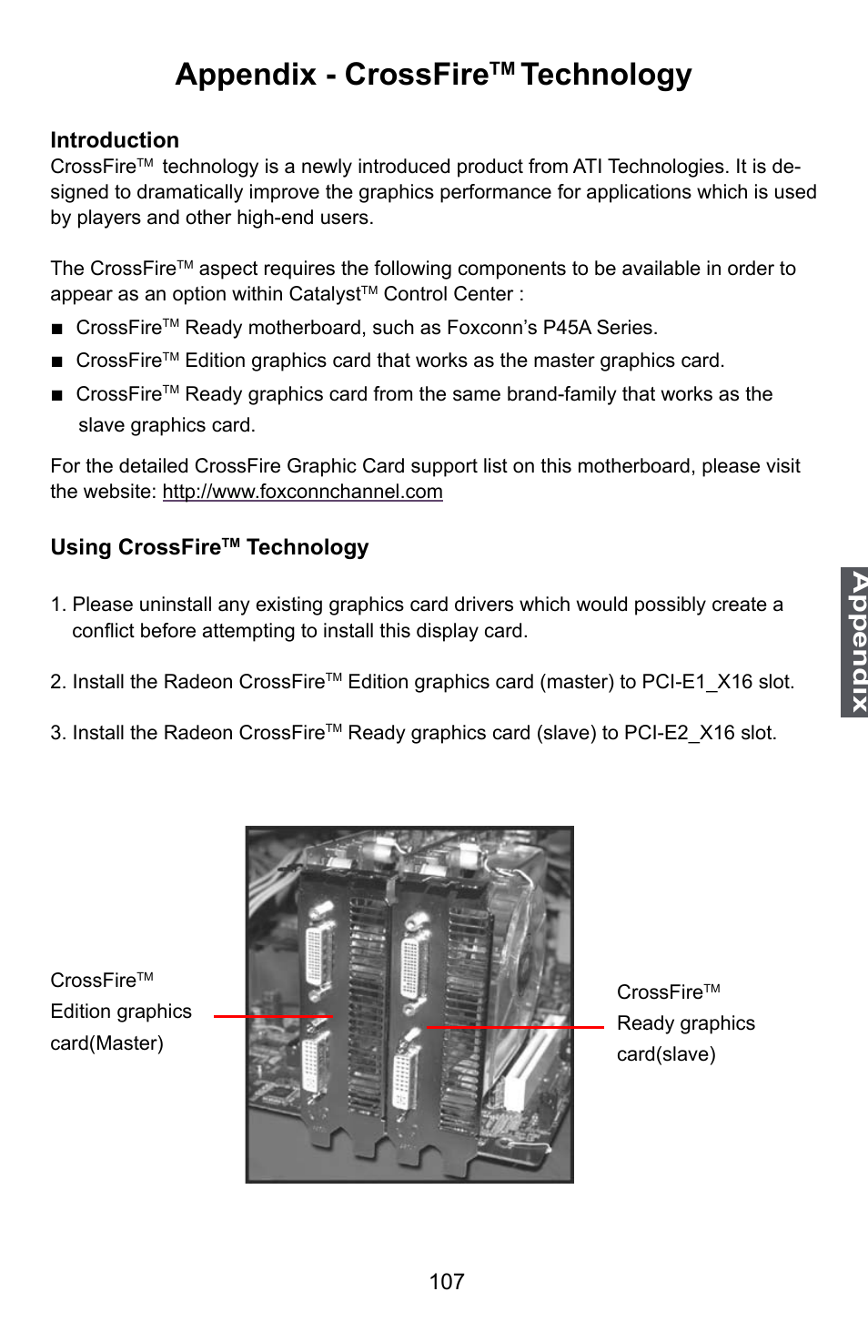 Appendix - crossfire, Technology, Appendix | Introduction, Using crossfire | Foxconn P45A User Manual | Page 114 / 116