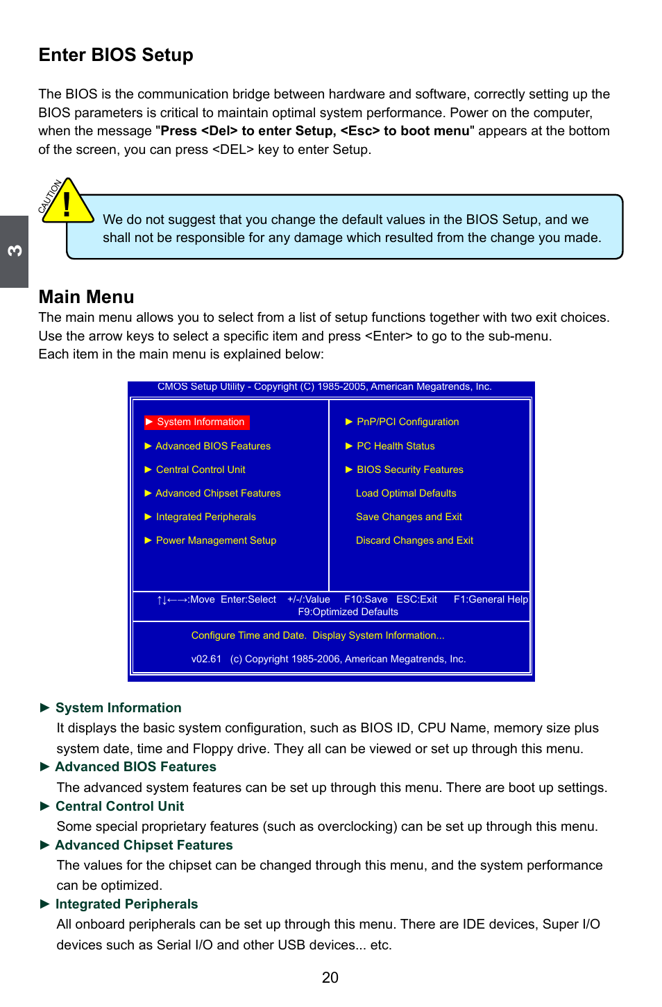 Enter bios setup, Main menu | Foxconn P45A User Manual | Page 27 / 116