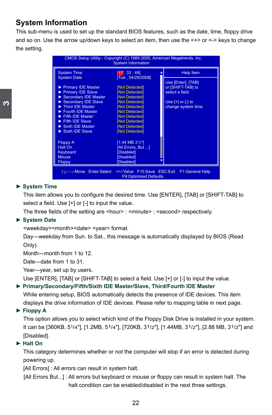 System information, 2mb, 5, 720kb, 3 | 44mb, 3, 88 mb, 3 | Foxconn P45A User Manual | Page 29 / 116