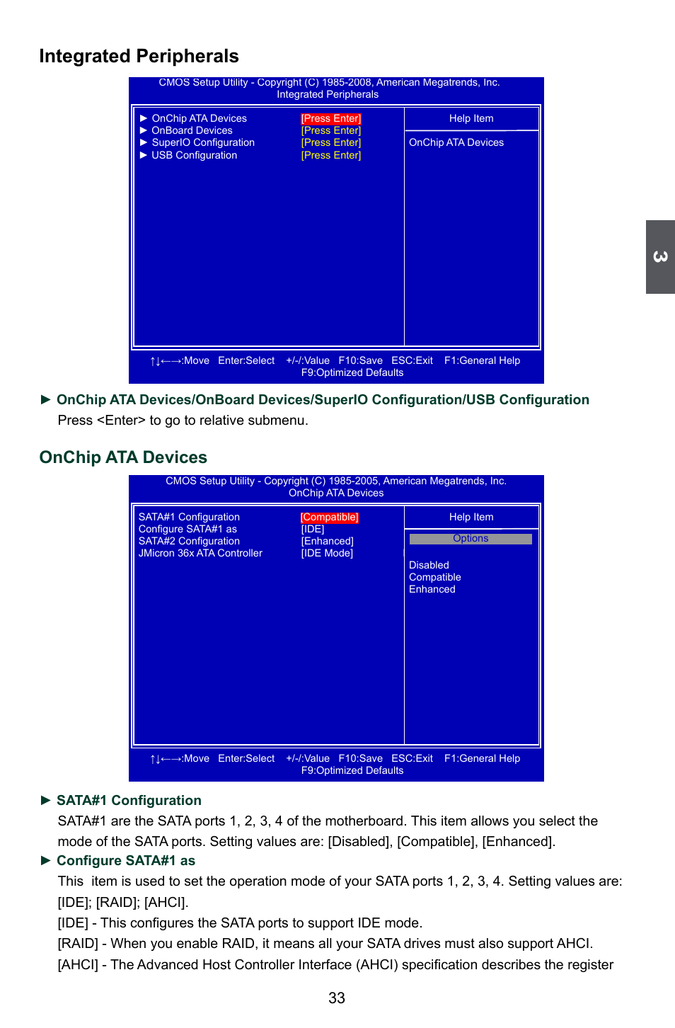 Integrated peripherals, Onchip ata devices | Foxconn P45A User Manual | Page 40 / 116