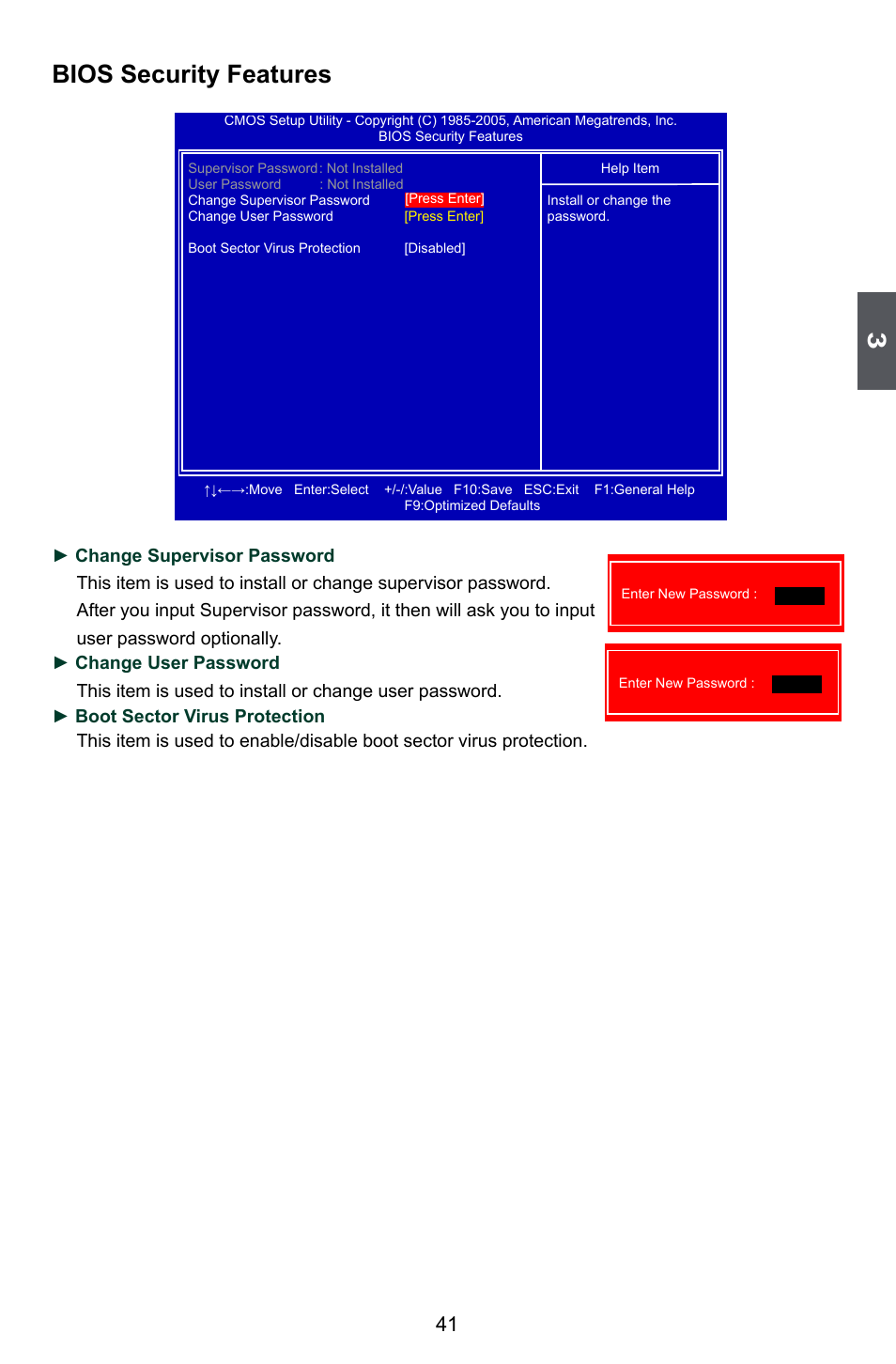 Bios security features | Foxconn P45A User Manual | Page 48 / 116