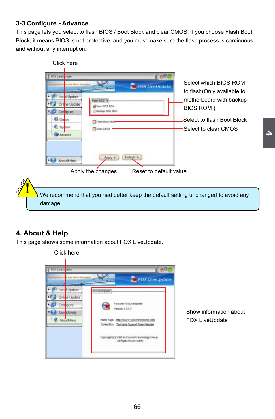 About & help | Foxconn P45A User Manual | Page 72 / 116