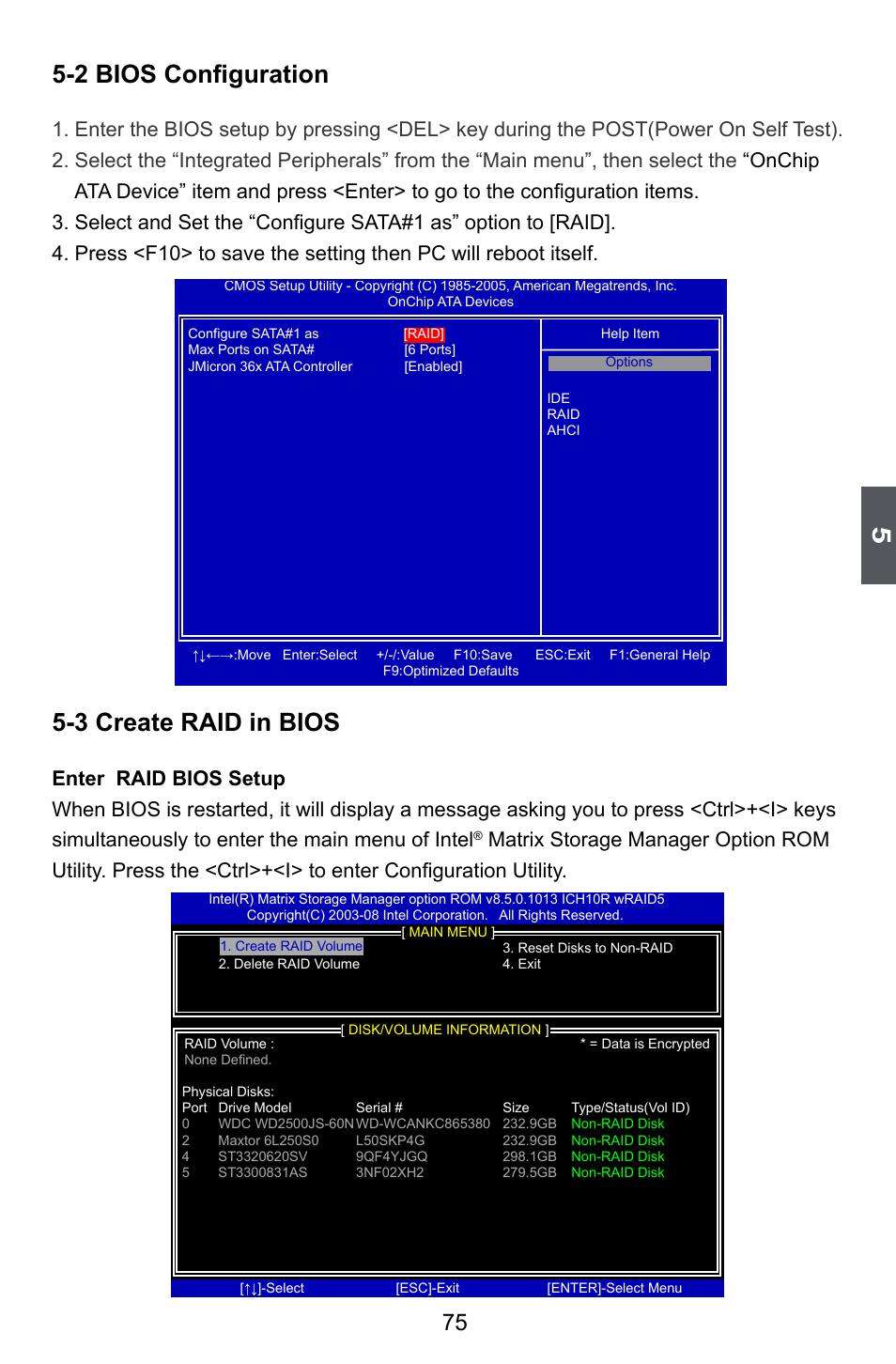 2 bios configuration, 3 create raid in bios | Foxconn P45A User Manual | Page 82 / 116