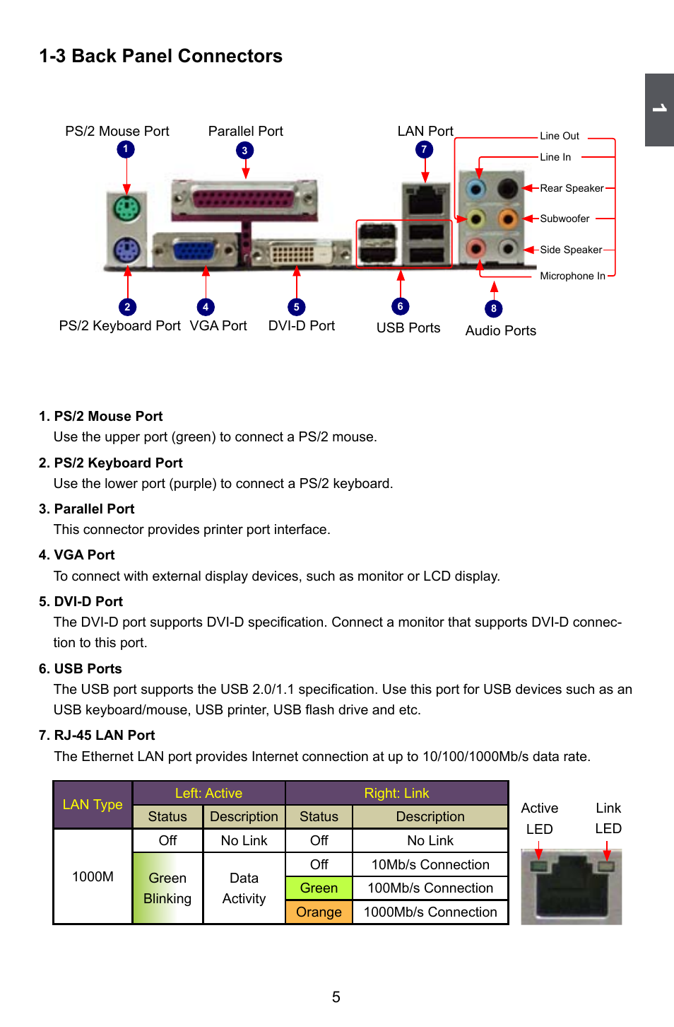 3 back panel connectors | Foxconn Q45M User Manual | Page 12 / 113