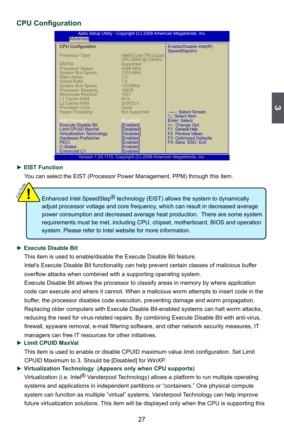 Cpu configuration | Foxconn Q45M User Manual | Page 34 / 113