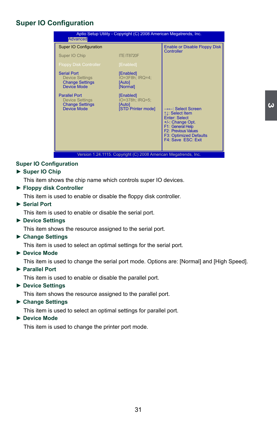 Super io configuration | Foxconn Q45M User Manual | Page 38 / 113