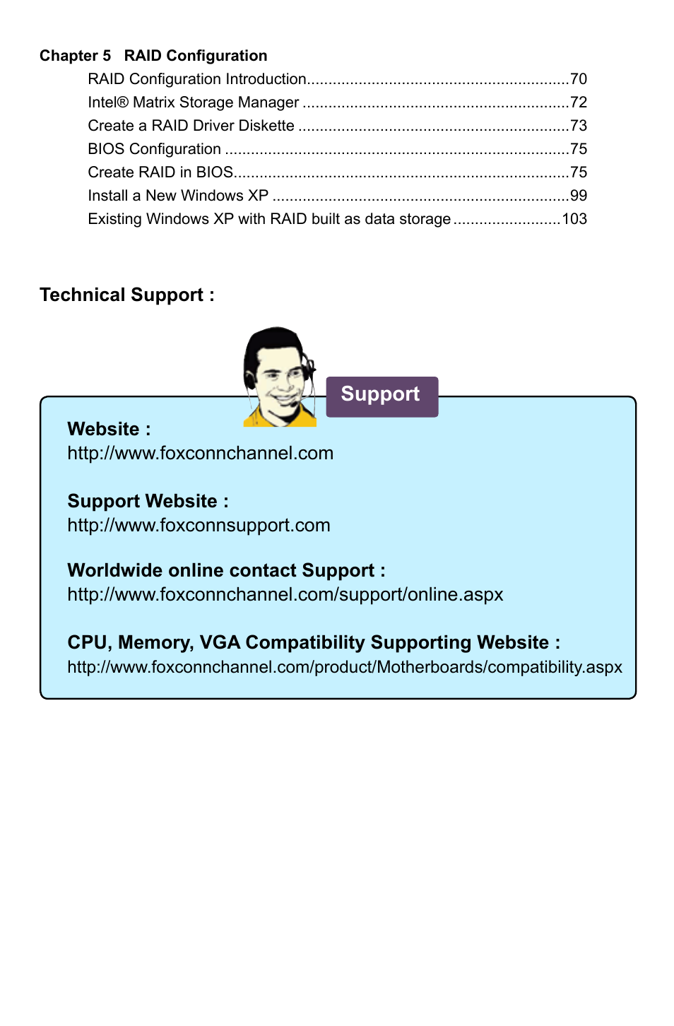 Support | Foxconn Q45M User Manual | Page 7 / 113