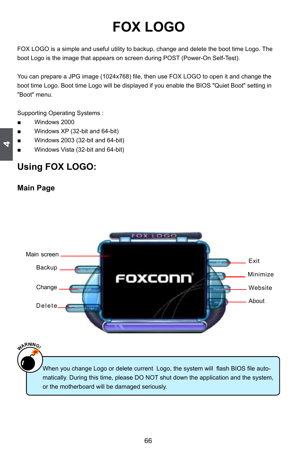 Fox logo, Using fox logo | Foxconn Q45M User Manual | Page 73 / 113