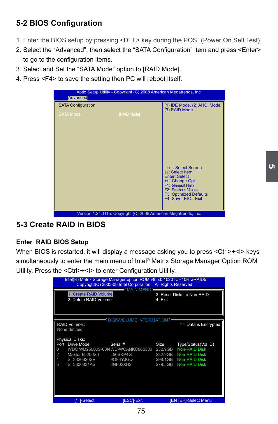 2 bios configuration, 3 create raid in bios | Foxconn Q45M User Manual | Page 82 / 113