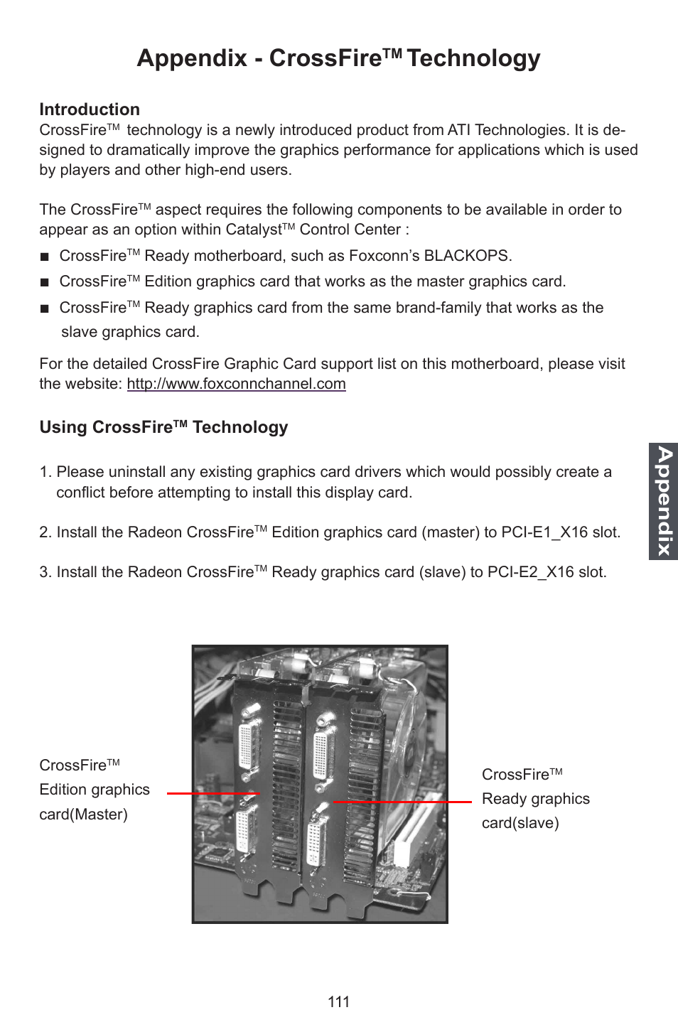 Appendix - crossfire, Technology, Appendix | Introduction, Using crossfire | Foxconn BLACKOPS User Manual | Page 118 / 120