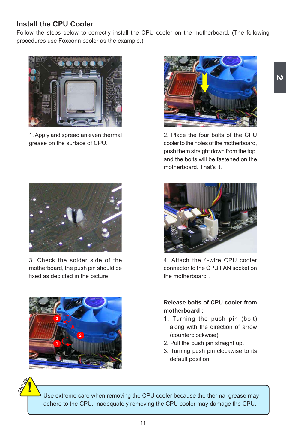Install the cpu cooler | Foxconn BLACKOPS User Manual | Page 18 / 120