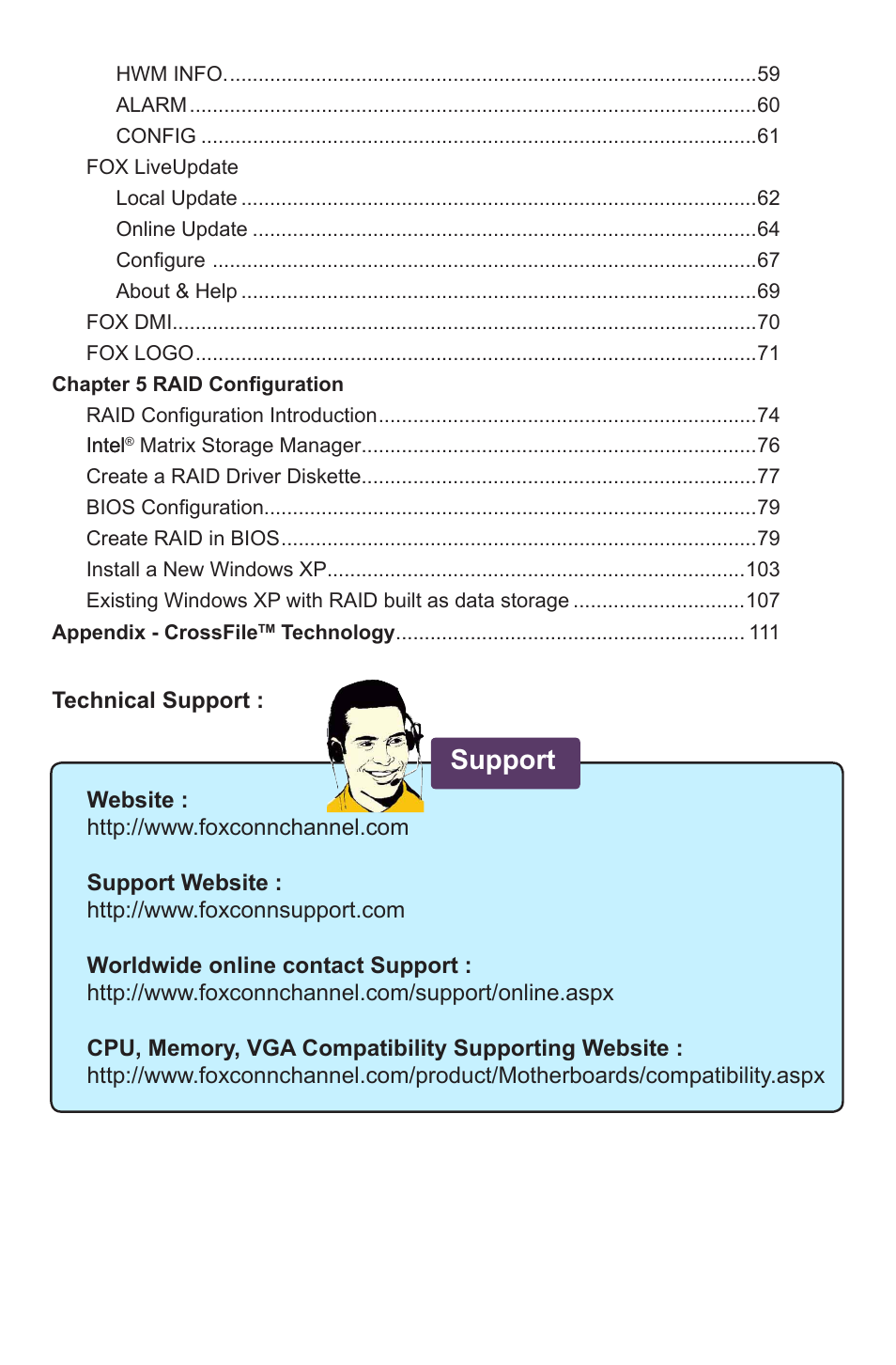 Support | Foxconn BLACKOPS User Manual | Page 7 / 120