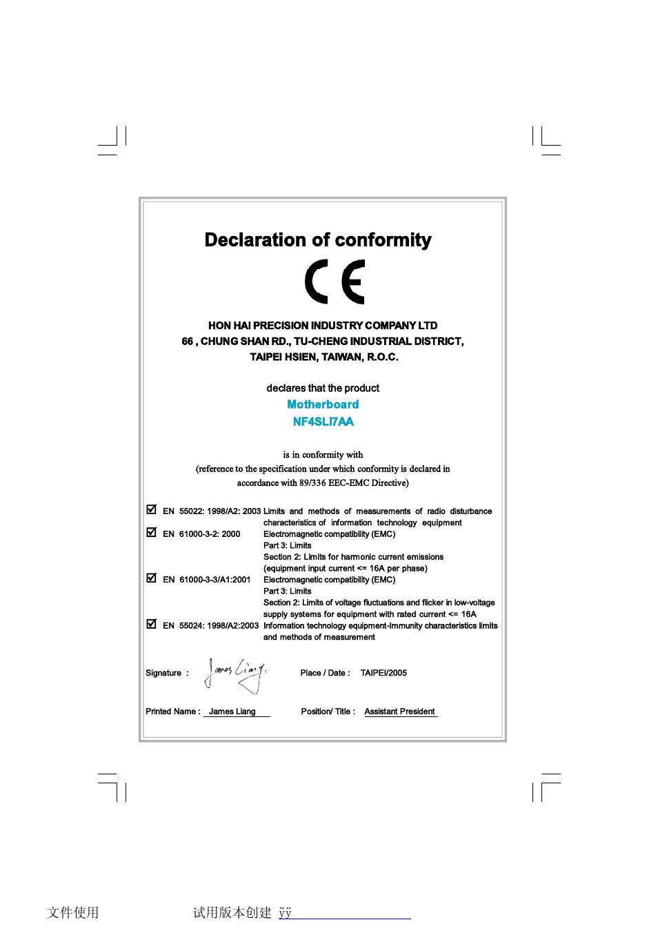 Ü»½´¿®¿¬·±² ±º ½±²º | Foxconn NF4SLI7AA-8EKRS2 User Manual | Page 2 / 93