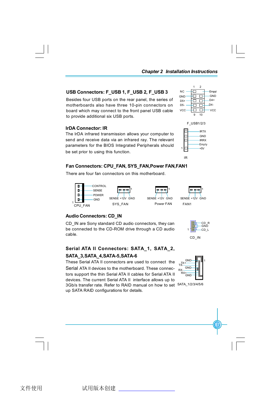 Usb connectors: f_usb 1, f_usb 2, f_usb 3, Fan connectors: cpu_fan, sys_fan,power fan,fan1, Audio connectors: cd_in | Serial | Foxconn NF4SLI7AA-8EKRS2 User Manual | Page 24 / 93