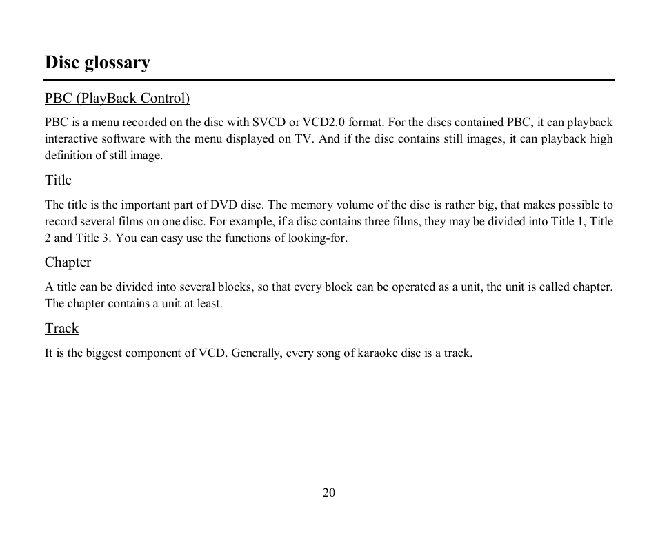 Disc glossary | Hyundai H-CMMD4044 User Manual | Page 20 / 77