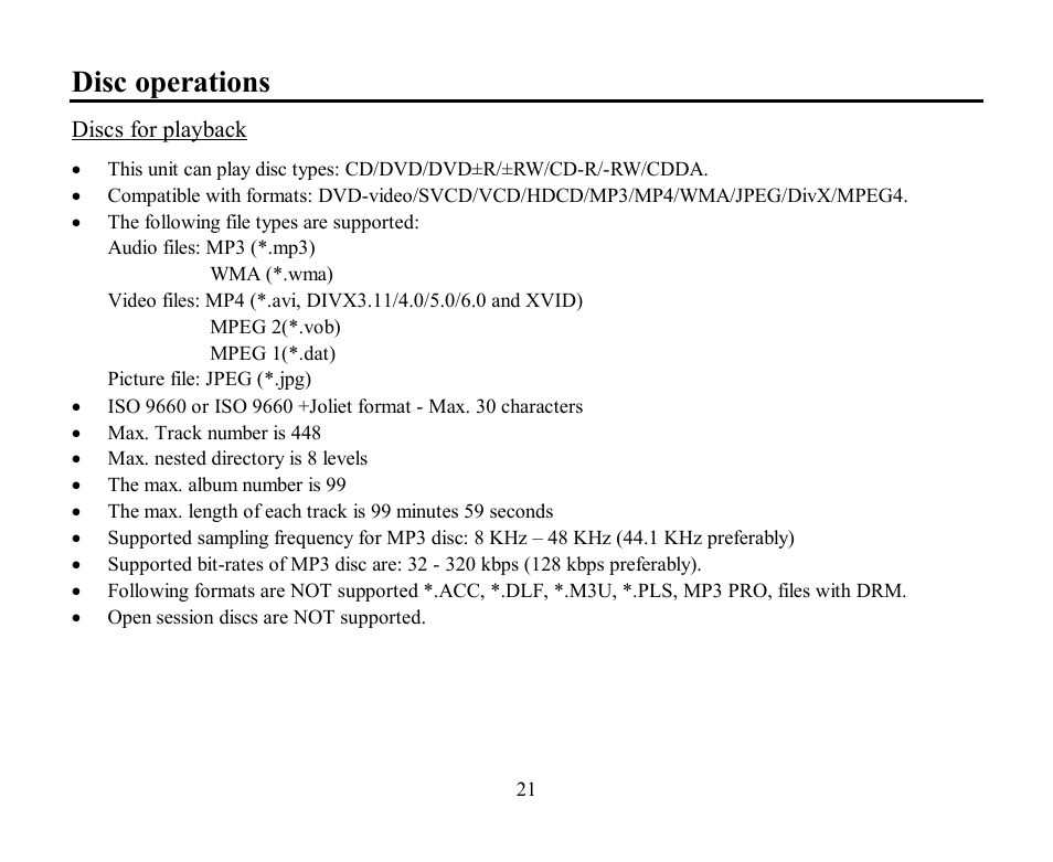 Disc operations | Hyundai H-CMMD4044 User Manual | Page 21 / 77
