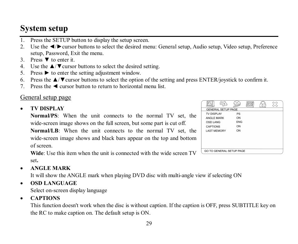 System setup | Hyundai H-CMMD4044 User Manual | Page 29 / 77