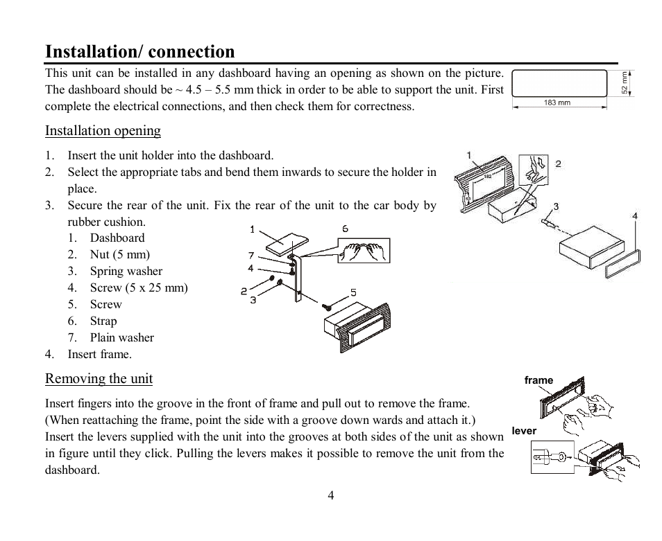 Installation/ connection | Hyundai H-CMMD4044 User Manual | Page 4 / 77