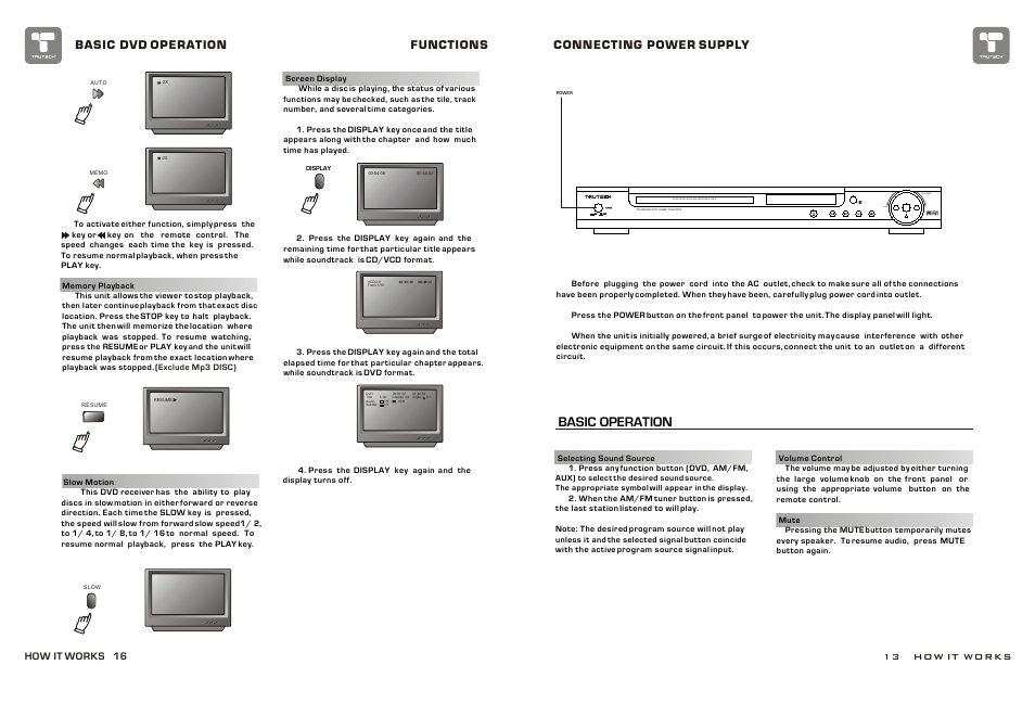 Т³гж 14, Dvd/cd/cd-r/cd-rw/hdcd/mp3/jpeg down up volume, Basic operation | Curtis TDVD6048 User Manual | Page 14 / 15
