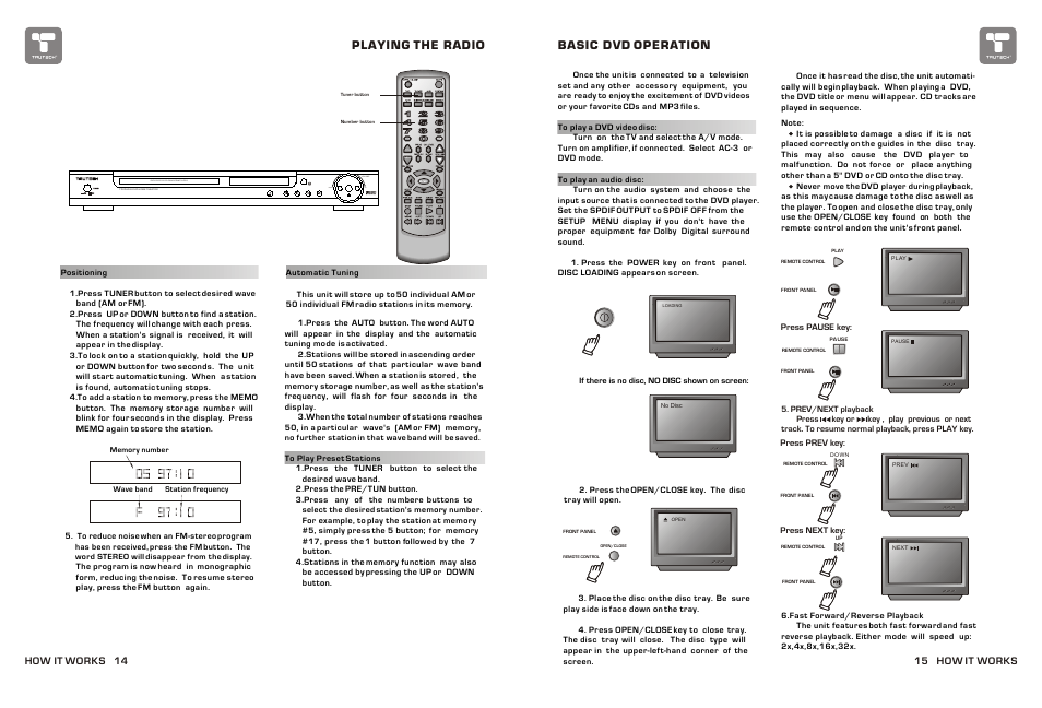 Т³гж 15, Dvd/cd/cd-r/cd-rw/hdcd/mp3/jpeg down up volume | Curtis TDVD6048 User Manual | Page 15 / 15