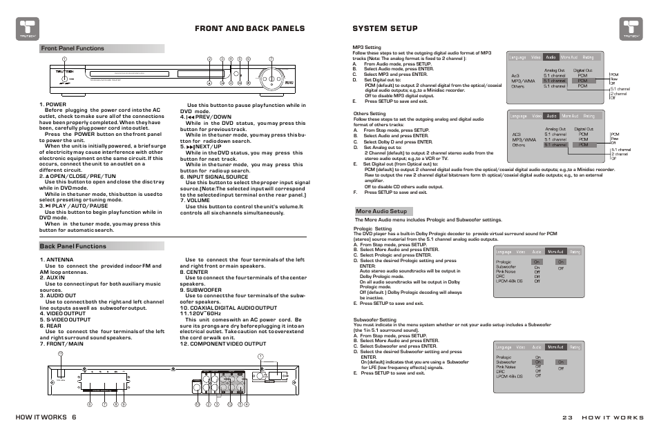 Т³гж 7, Down up, Lsw s-video video r y pb pr | Rl l | Curtis TDVD6048 User Manual | Page 7 / 15