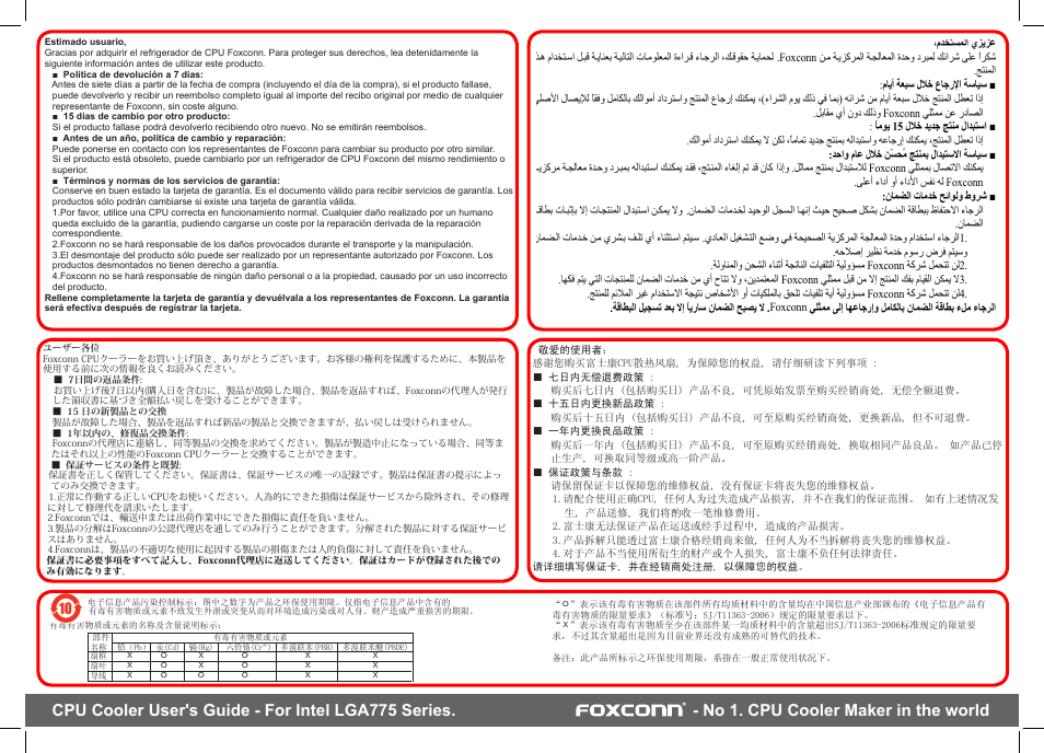 Cpu cooler user's guide - for intel lga775 series, No 1. cpu cooler maker in the world | Foxconn NBT-CMAK87B-C User Manual | Page 4 / 4