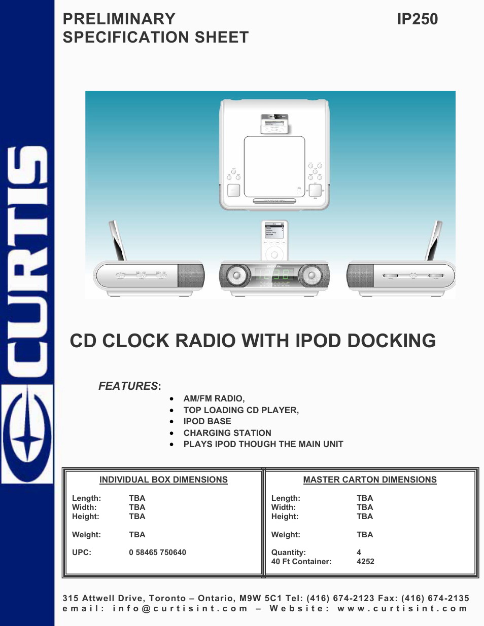 Curtis IP250 User Manual | 1 page