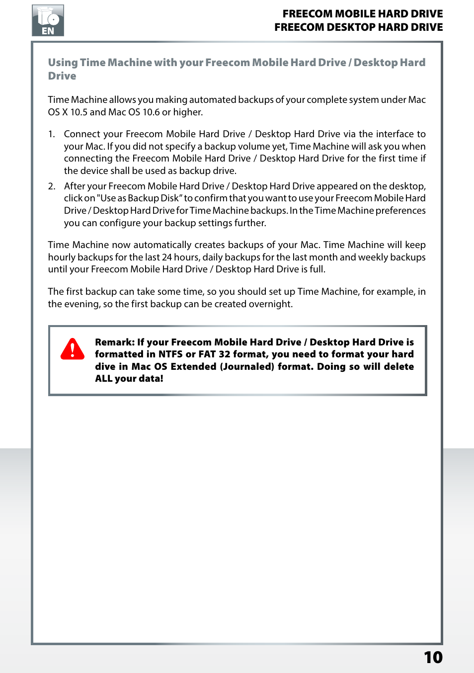 Freecom TD SSD User Manual User Manual | Page 10 / 21