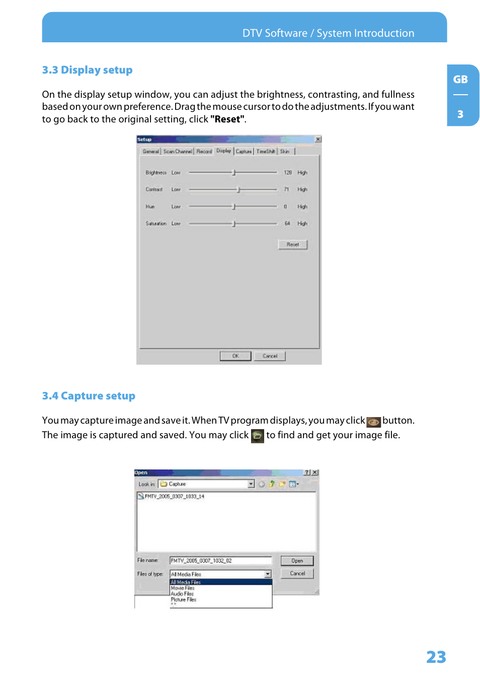 3 display setup, 4 capture setup | Freecom DVB T USB STICK User Manual | Page 23 / 34