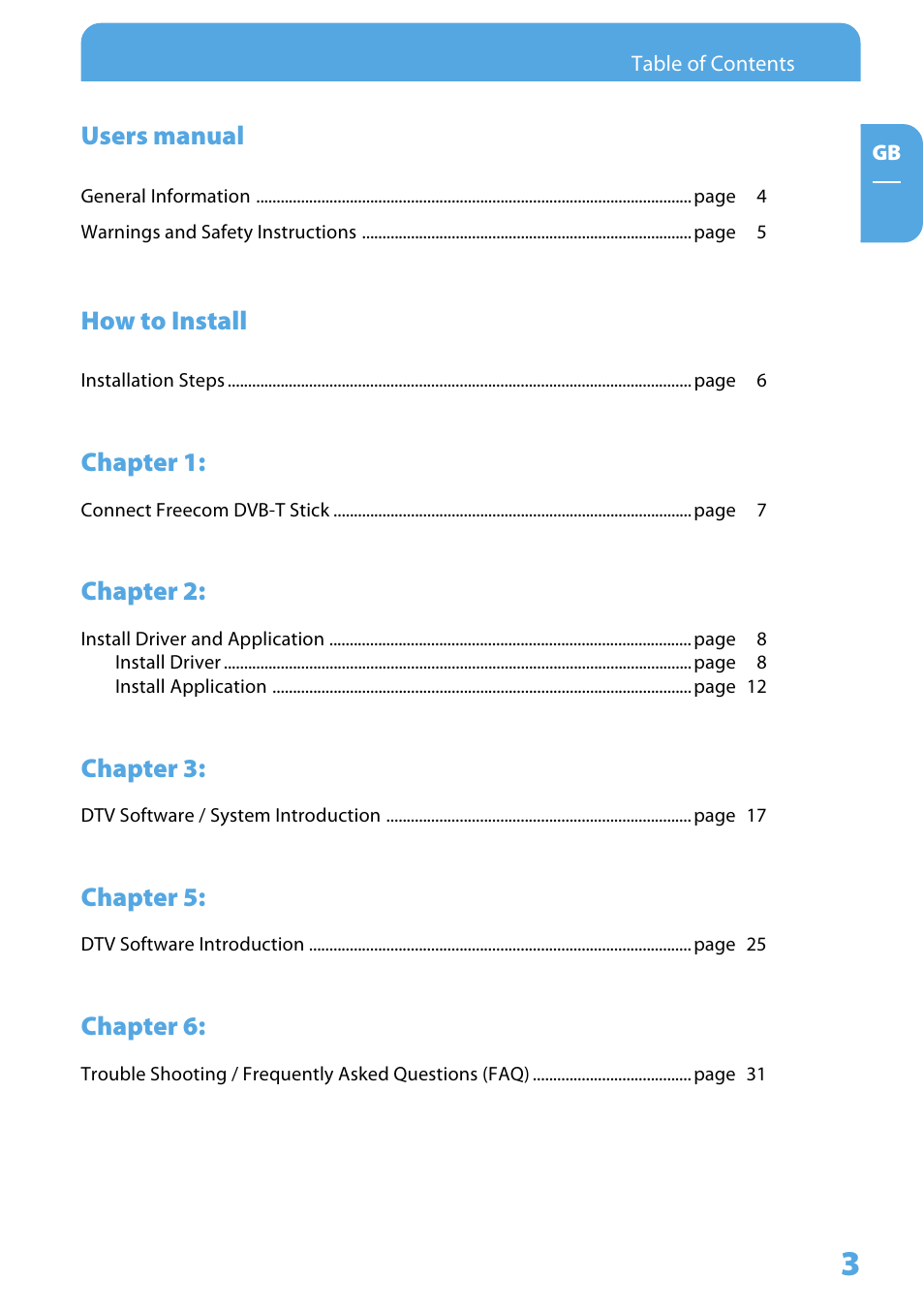 Freecom DVB T USB STICK User Manual | Page 3 / 34