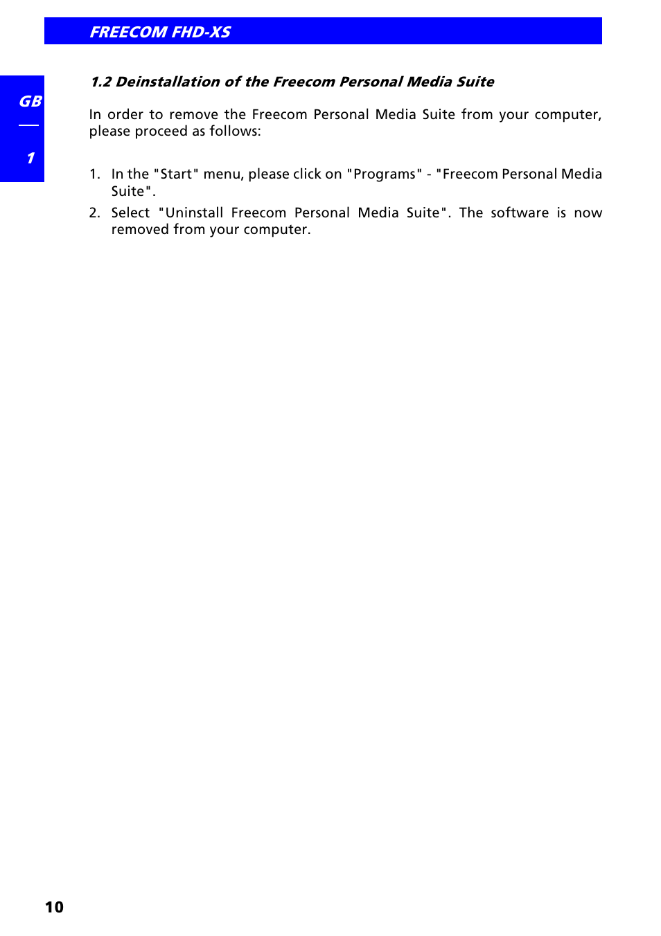 Freecom FHD-XS User Manual | Page 10 / 47