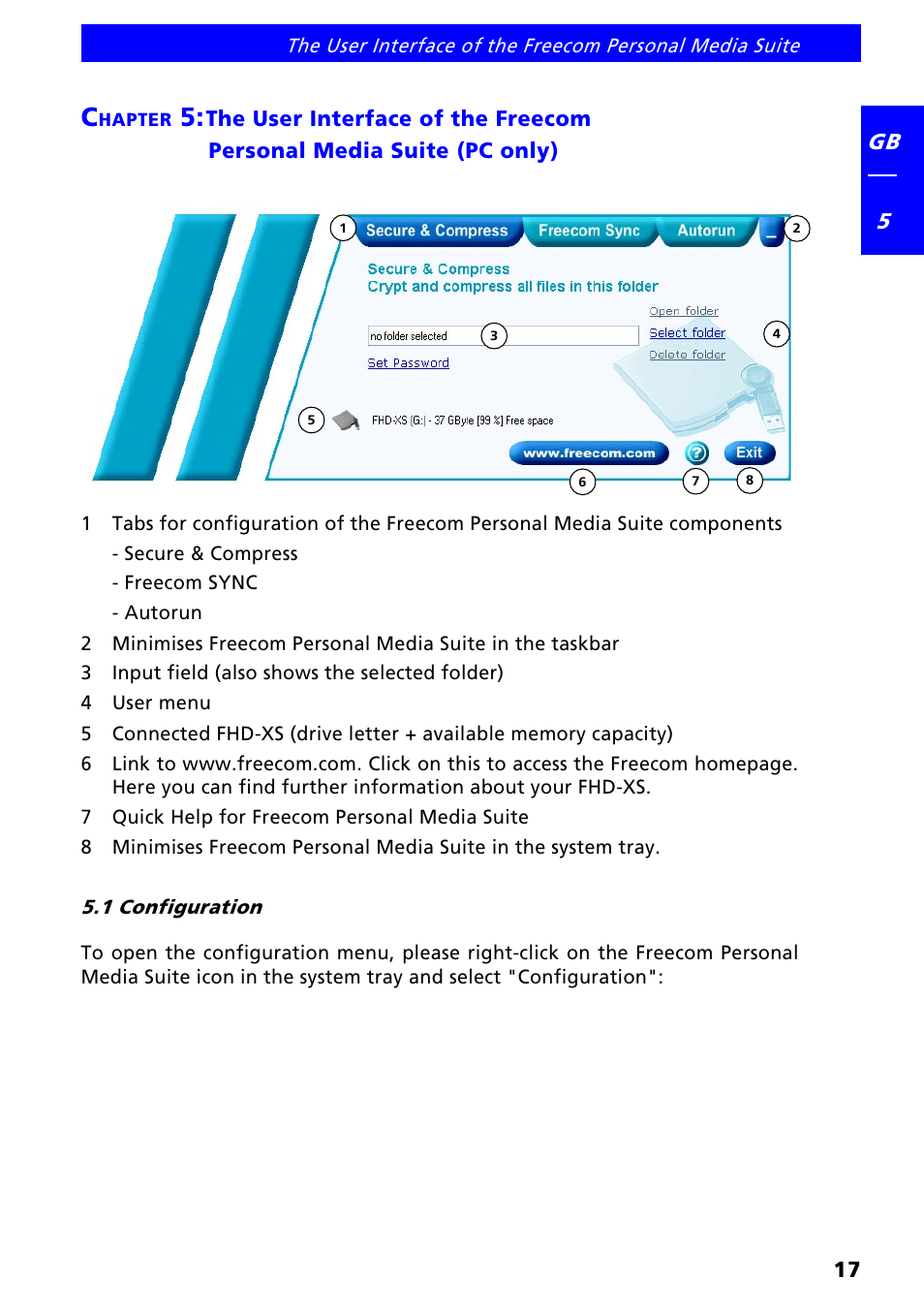 1 configuration | Freecom FHD-XS User Manual | Page 17 / 47