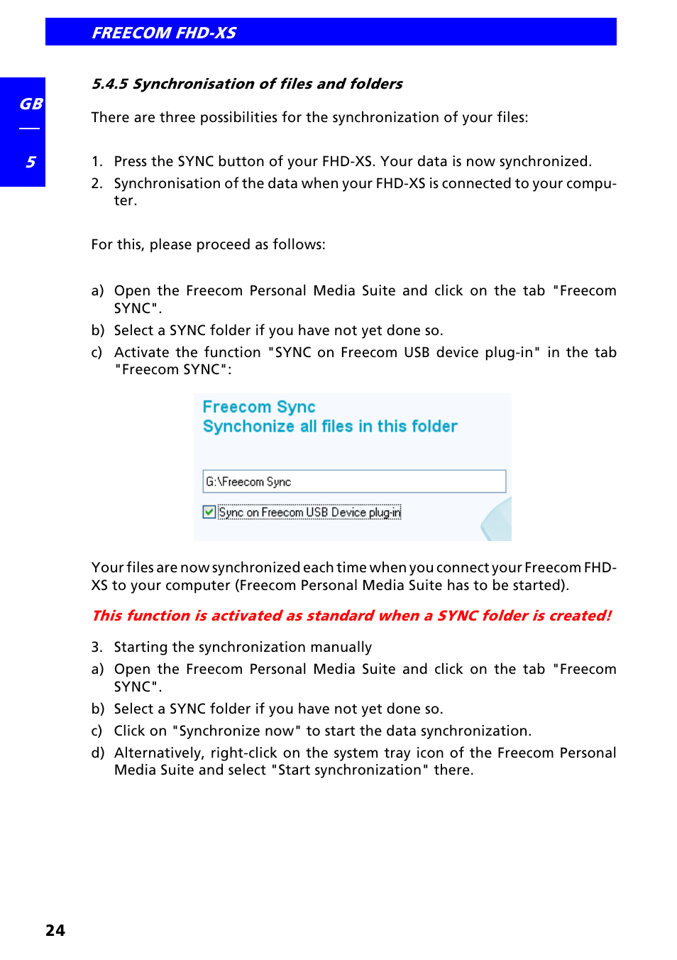 5 synchronisation of files and folders | Freecom FHD-XS User Manual | Page 24 / 47