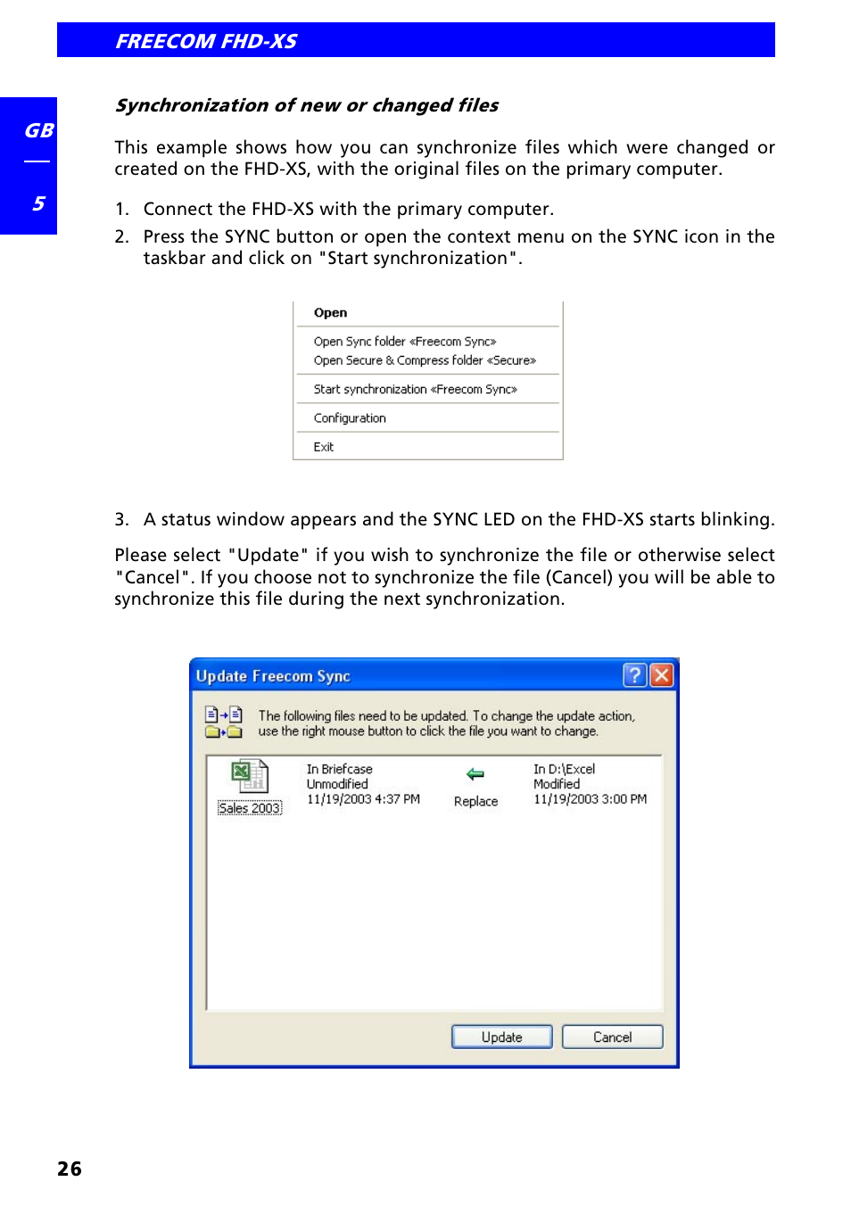 Synchronization of new or changed files | Freecom FHD-XS User Manual | Page 26 / 47