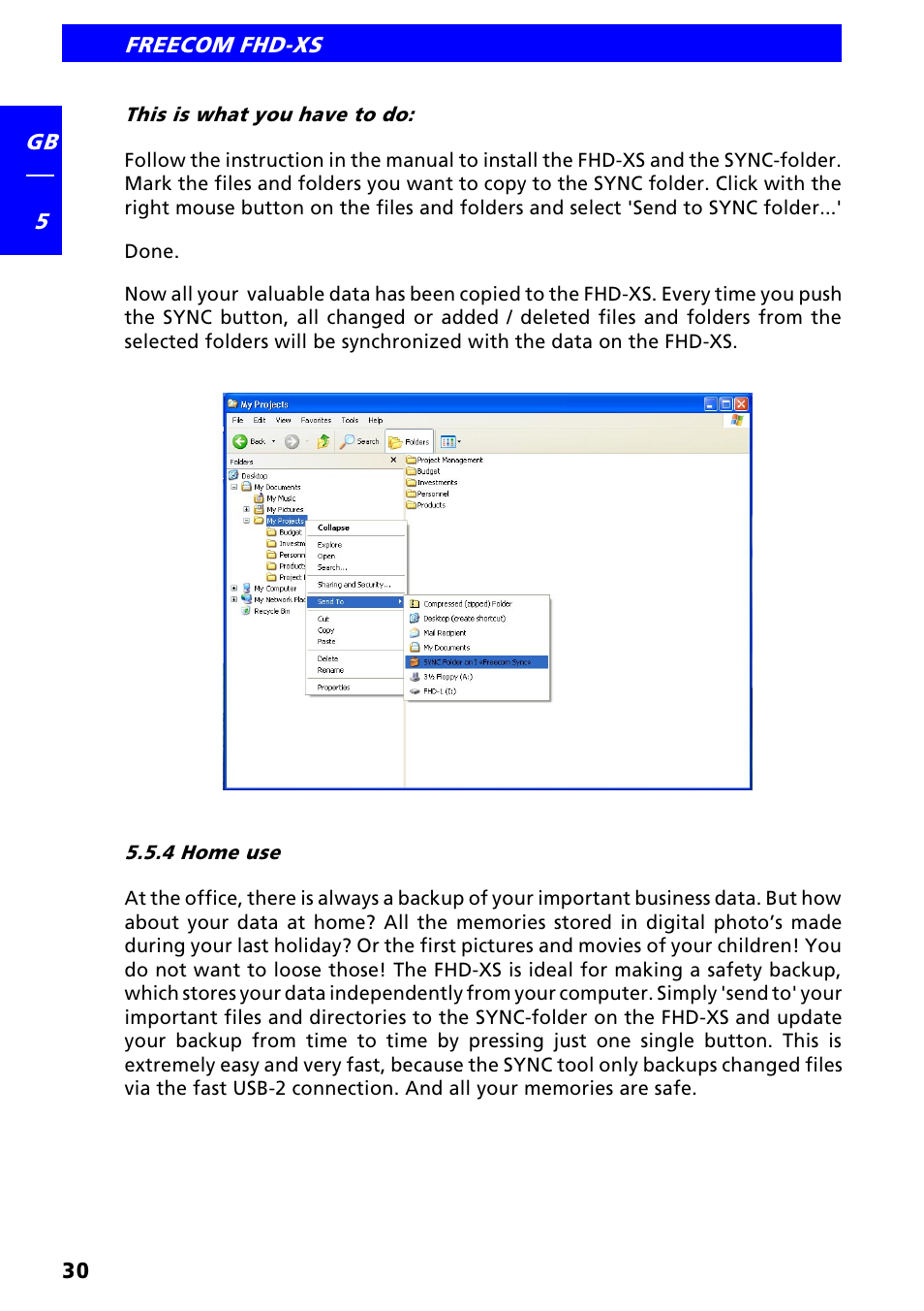 4 home use | Freecom FHD-XS User Manual | Page 30 / 47