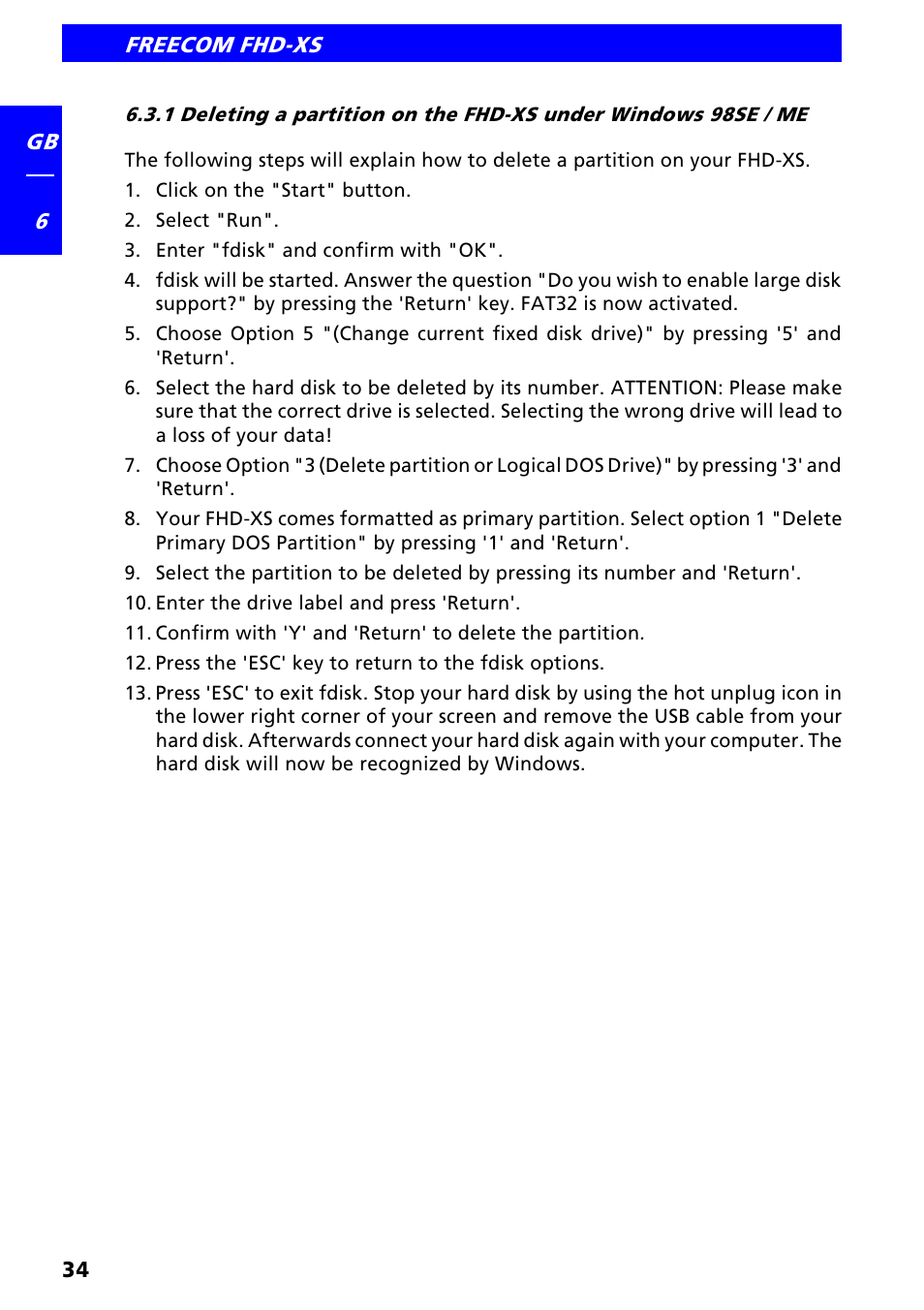 Freecom FHD-XS User Manual | Page 34 / 47