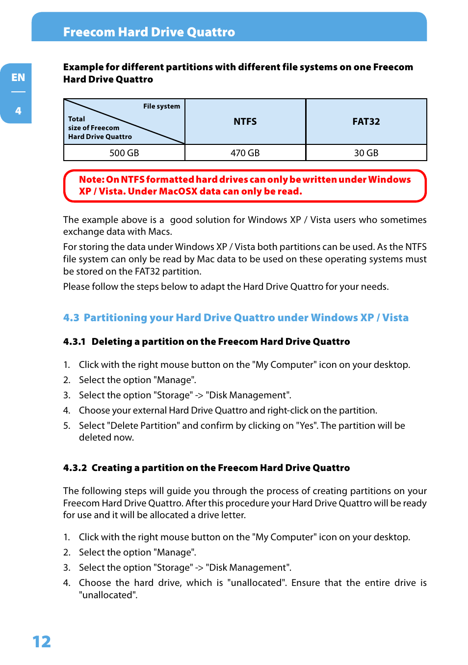 Freecom hard drive quattro | Freecom Hard Drive Quattro 2.0 User Manual User Manual | Page 12 / 20