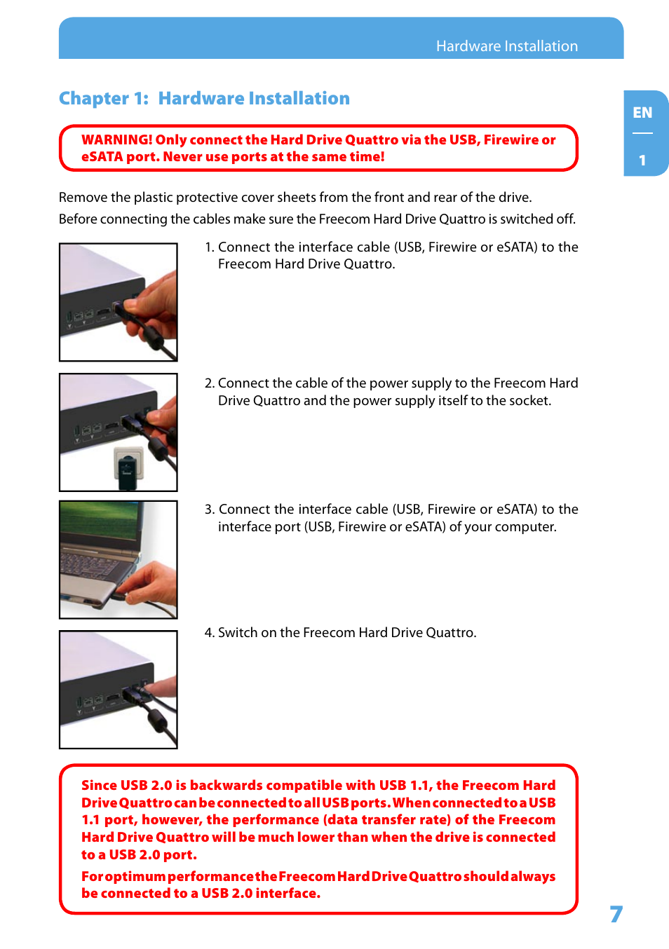 Chapter 1: hardware installation | Freecom Hard Drive Quattro 2.0 User Manual User Manual | Page 7 / 20