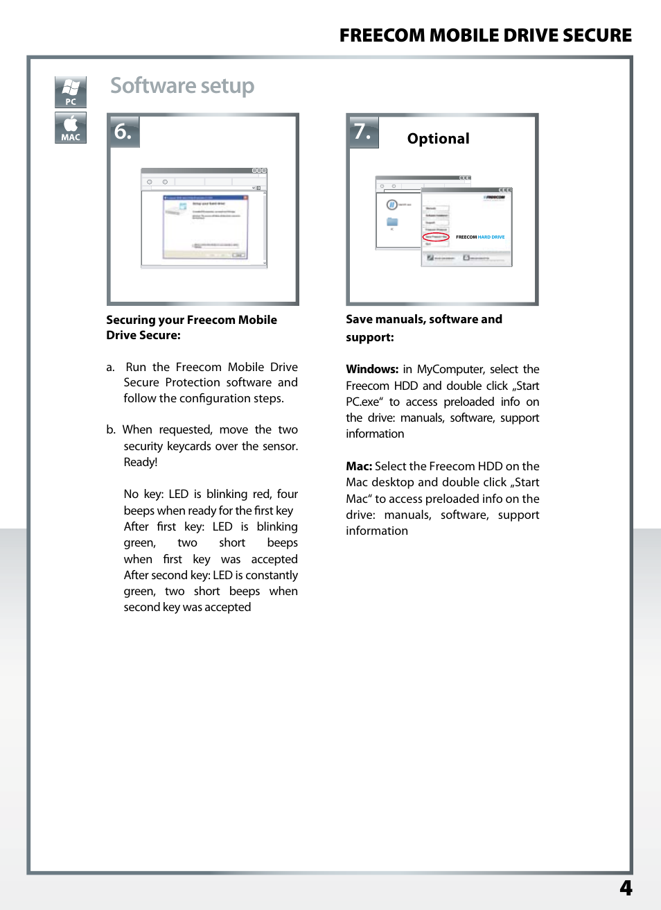 Software setup, Freecom mobile drive secure | Freecom Mobile Drive Secure Quick Start User Manual | Page 4 / 8